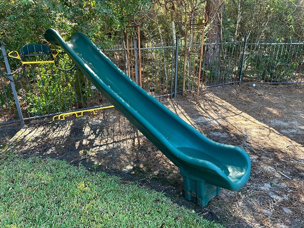 slide, play, out, tree, frog, structure, kids, fun